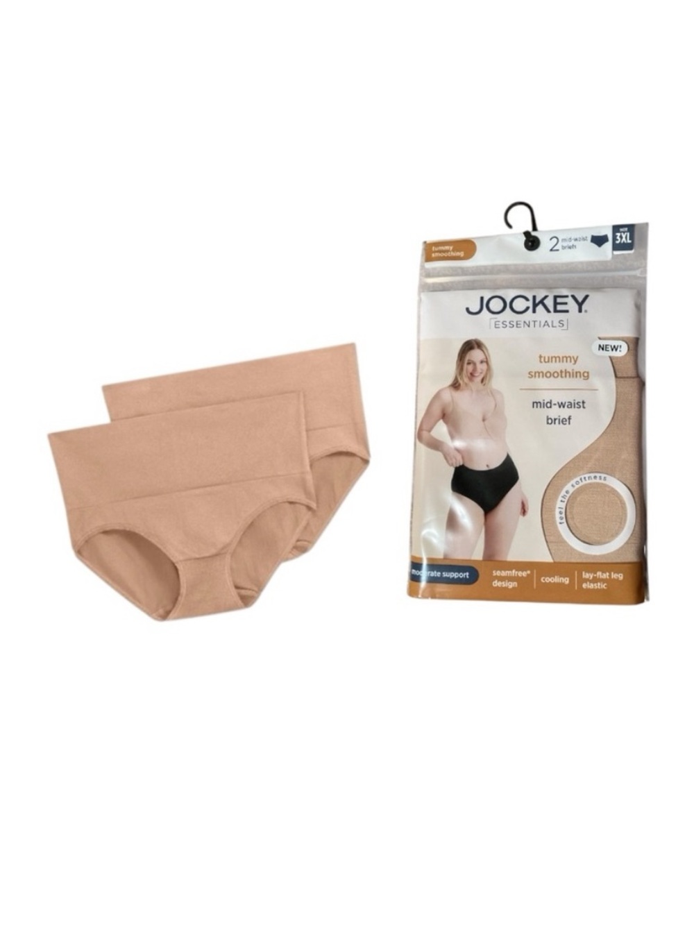 Jockey Essentials Tummy Smoothing Mid-Waist Brief - Tan